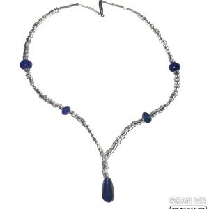 Elegant Silver and Blue Beaded Necklace